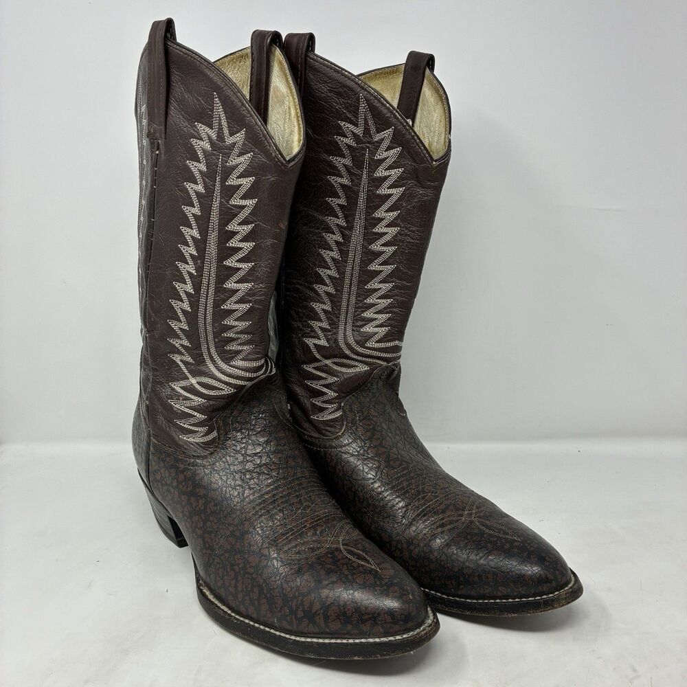 Cowtown Vintage Exotic Men's Cowboy Boots Size 10D Caribou Western Brown Mexico
